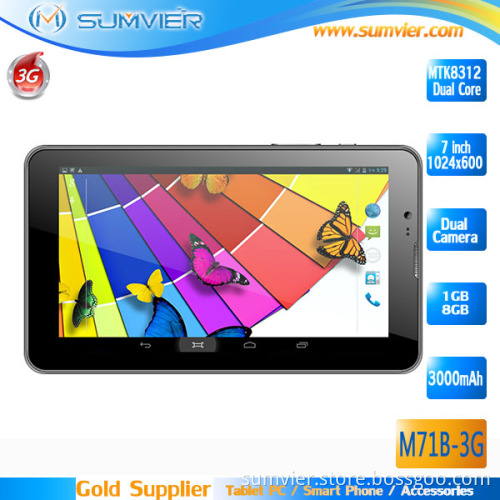 7inch 1024*600p Mtk8312 Dual Core Android 4.2 3G Tablet PC (M71B-3G)